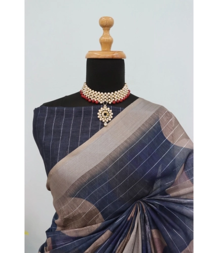 Generic Women's Linen Digital Print Saree With Unstitched Blouse 5.5Mtr (Blue) Generic Women's Linen Digital Print Saree With Unstitched Blouse 5.5Mtr (Blue)