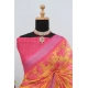 Generic Women's Linen Digital Print Saree With Unstitched Blouse 5.5Mtr (Yellow)