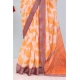 Generic Women's Linen Digital Print Saree With Unstitched Blouse 5.5Mtr (Orange)