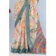 Generic Women's Linen Digital Print Saree With Unstitched Blouse 5.5Mtr (Green)