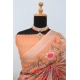 Generic Women's Linen Digital Print Saree With Unstitched Blouse 5.5Mtr (Orange)