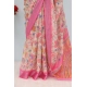 Generic Women's Linen Digital Print Saree With Unstitched Blouse 5.5Mtr (Pink)