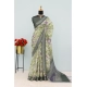 Generic Women's Linen Digital Print Saree With Unstitched Blouse 5.5Mtr (Green)