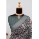 Generic Women's Linen Digital Print Saree With Unstitched Blouse 5.5Mtr (Grey)