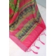 Generic Women's Linen Digital Print Saree With Unstitched Blouse 5.5Mtr (Green)