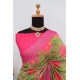Generic Women's Linen Digital Print Saree With Unstitched Blouse 5.5Mtr (Green)
