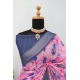 Generic Women's Linen Digital Print Saree With Unstitched Blouse 5.5Mtr (Multicolor)