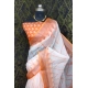 Generic Women's Cotton Linen Woven Design Saree With Unstitched Blouse 5.5Mtr (Orange)