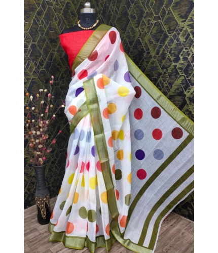 Generic Women's Cotton Linen Printed Saree With Unstitched Blouse 5.5Mtr (Multicolor) Generic Women's Cotton Linen Printed Saree With Unstitched Blouse 5.5Mtr (Multicolor)