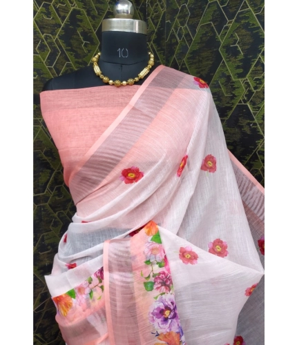Generic Women's Cotton Linen Woven Design Saree With Unstitched Blouse 5.5Mtr (Peach) Generic Women's Cotton Linen Woven Design Saree With Unstitched Blouse 5.5Mtr (Peach)