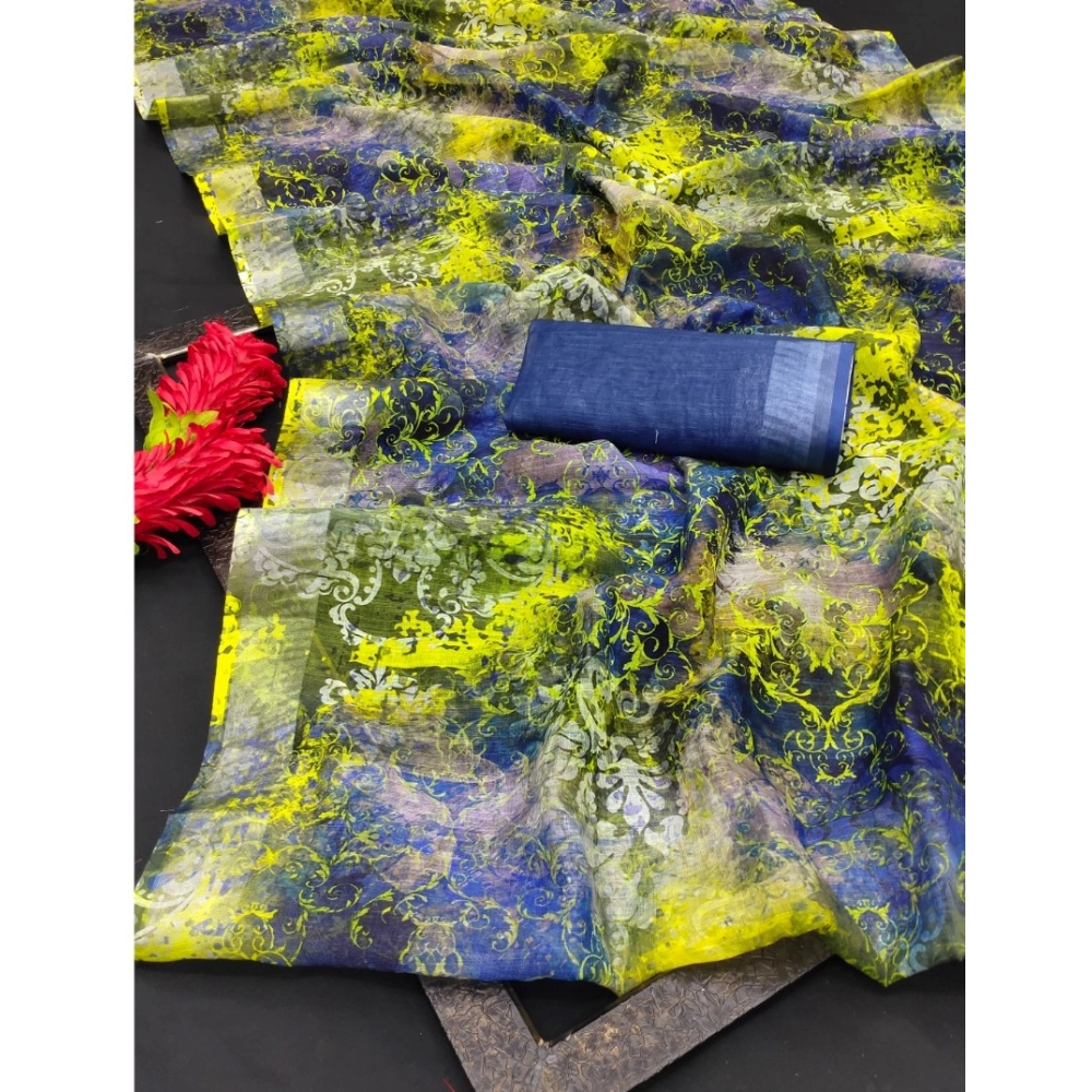 Generic Women's Cotton Linen Woven Design Saree With Unstitched Blouse 5.5Mtr (Blue) Generic Women's Cotton Linen Woven Design Saree With Unstitched Blouse 5.5Mtr (Blue)
