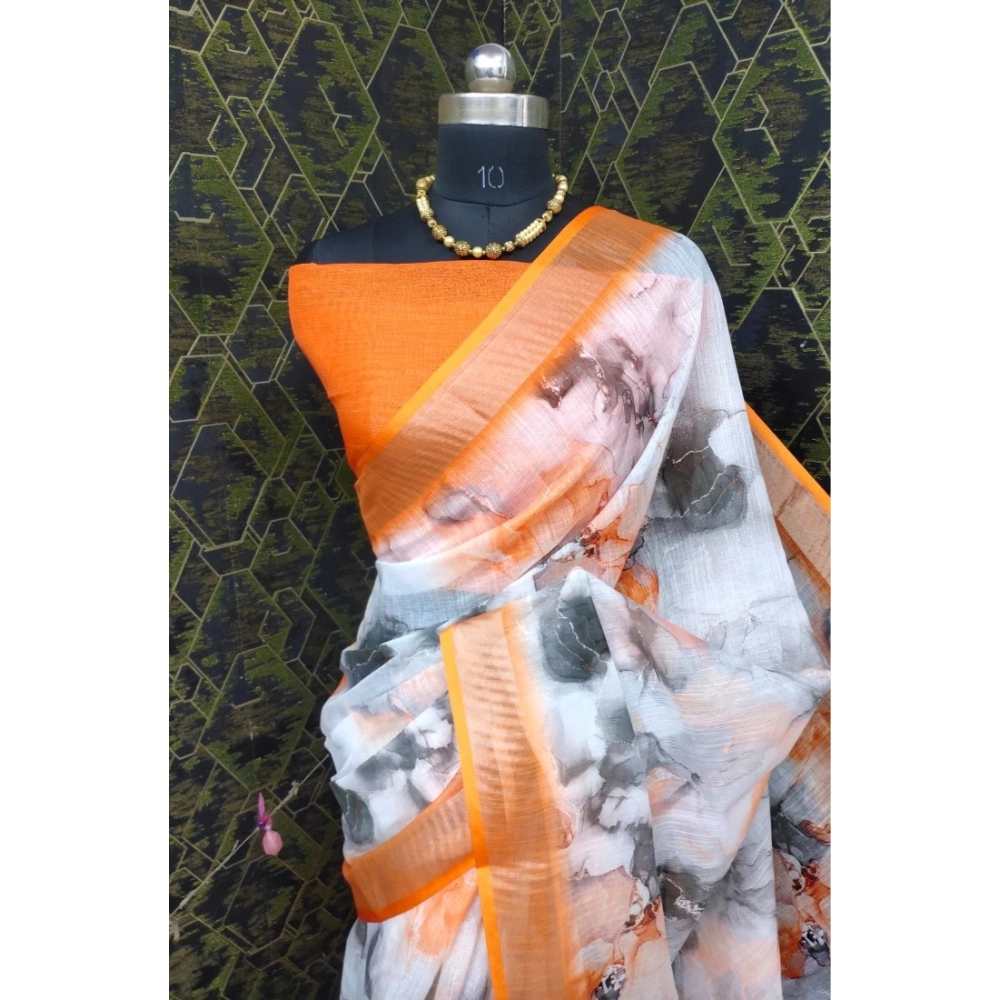 Generic Women's Cotton Linen Woven Design Saree With Unstitched Blouse 5.5Mtr (Orange) Generic Women's Cotton Linen Woven Design Saree With Unstitched Blouse 5.5Mtr (Orange)