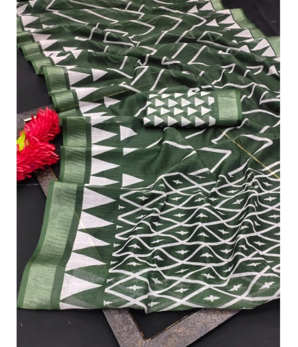 Generic Women's Cotton Linen Woven Design Saree With Unstitched Blouse 5.5Mtr (Green) Generic Women's Cotton Linen Woven Design Saree With Unstitched Blouse 5.5Mtr (Green)