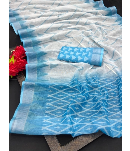 Generic Women's Cotton Linen Woven Design Saree With Unstitched Blouse 5.5Mtr (Sky Blue) Generic Women's Cotton Linen Woven Design Saree With Unstitched Blouse 5.5Mtr (Sky Blue)