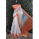 Generic Women's Cotton Linen Woven Design Saree With Unstitched Blouse 5.5Mtr (Orange)