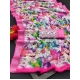 Generic Women's Cotton Linen Printed Saree With Unstitched Blouse 5.5Mtr (Pink)