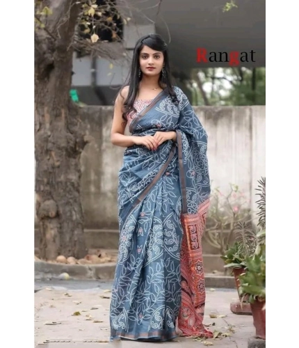 Generic Women's Cotton Linen Printed Saree With Unstitched Blouse 5.5Mtr (Grey) Generic Women's Cotton Linen Printed Saree With Unstitched Blouse 5.5Mtr (Grey)