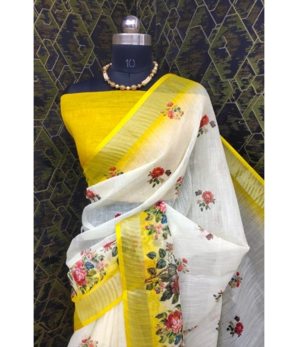 Generic Women's Cotton Linen Woven Design Saree With Unstitched Blouse 5.5Mtr (Yellow) Generic Women's Cotton Linen Woven Design Saree With Unstitched Blouse 5.5Mtr (Yellow)