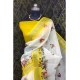 Generic Women's Cotton Linen Woven Design Saree With Unstitched Blouse 5.5Mtr (Yellow)