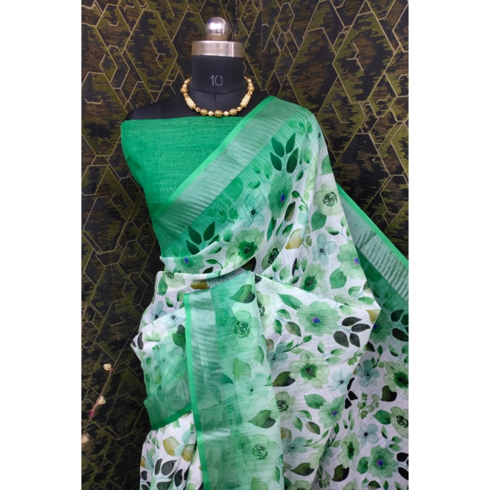 Generic Women's Cotton Linen Woven Design Saree With Unstitched Blouse 5.5Mtr (Green) Generic Women's Cotton Linen Woven Design Saree With Unstitched Blouse 5.5Mtr (Green)