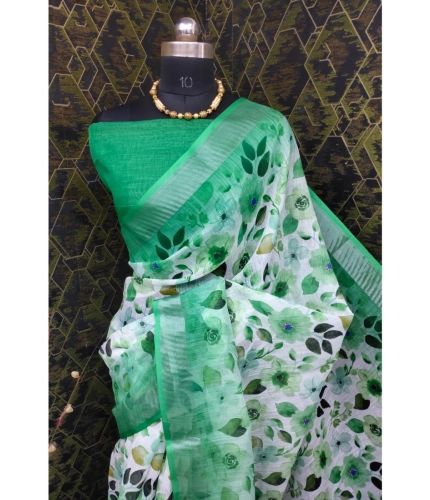 Generic Women's Cotton Linen Woven Design Saree With Unstitched Blouse 5.5Mtr (Green) Generic Women's Cotton Linen Woven Design Saree With Unstitched Blouse 5.5Mtr (Green)