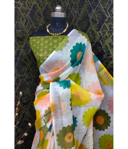 Generic Women's Cotton Linen Woven Design Saree With Unstitched Blouse 5.5Mtr (Green) Generic Women's Cotton Linen Woven Design Saree With Unstitched Blouse 5.5Mtr (Green)