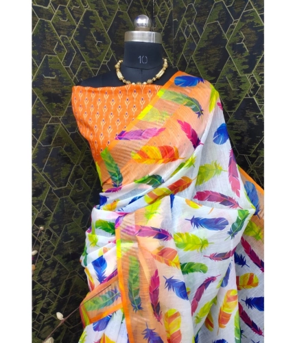 Generic Women's Cotton Linen Woven Design Saree With Unstitched Blouse 5.5Mtr (Orange) Generic Women's Cotton Linen Woven Design Saree With Unstitched Blouse 5.5Mtr (Orange)