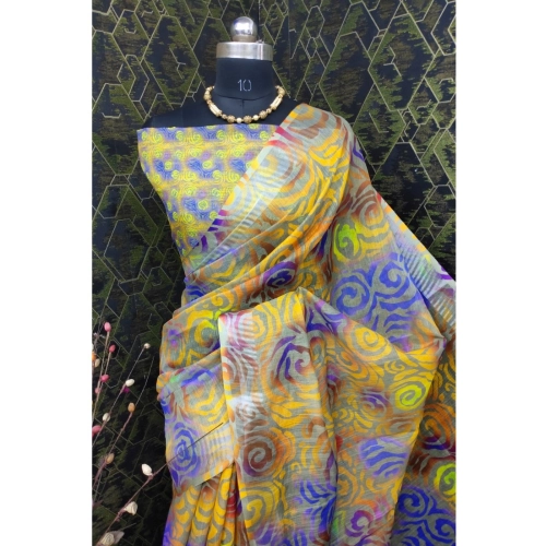 Women's Cotton Linen Woven Design Saree With Unstitched Blouse 5.5Mtr (Yellow) Women's Cotton Linen Woven Design Saree With Unstitched Blouse 5.5Mtr (Yellow)