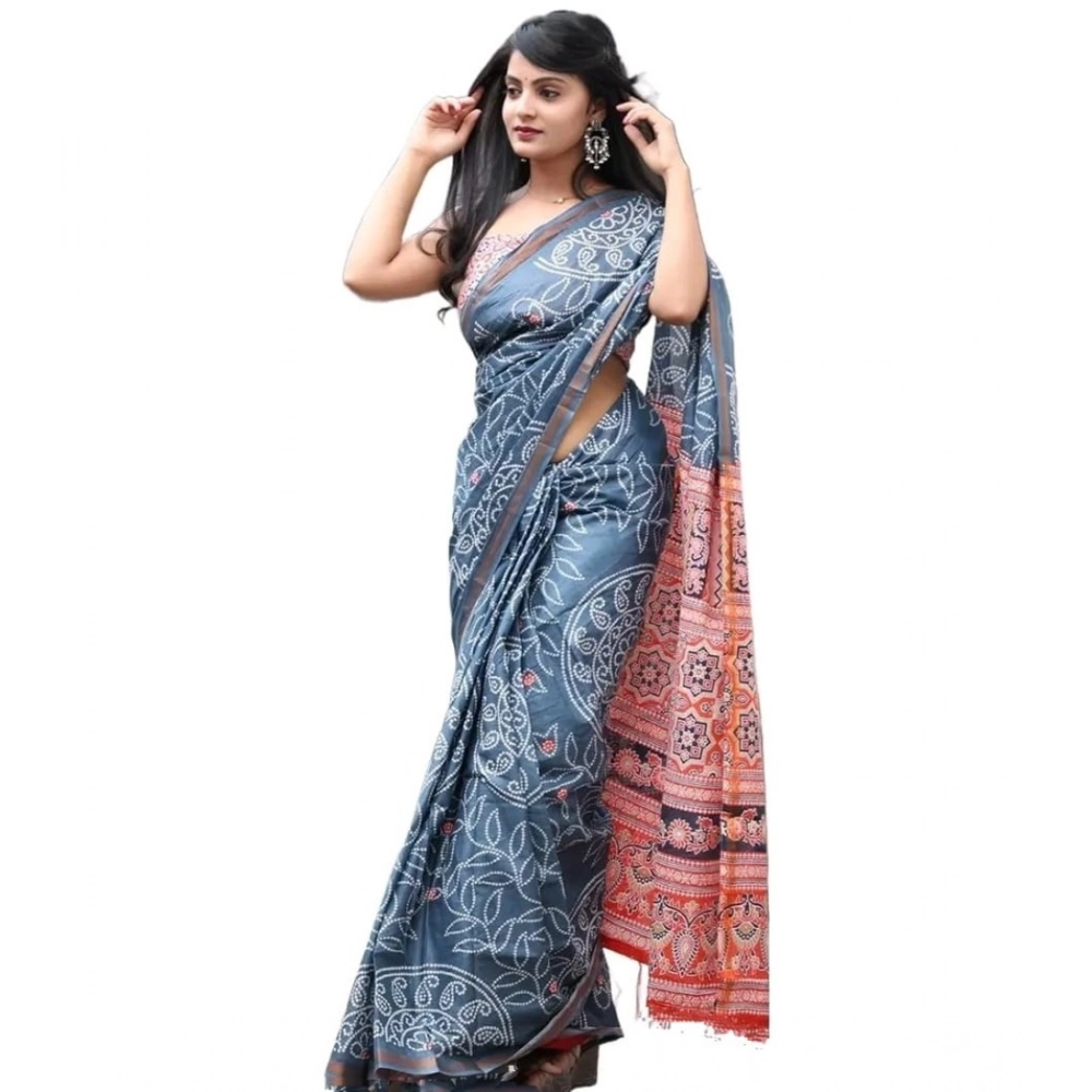 Generic Women's Cotton Linen Printed Saree With Unstitched Blouse 5.5Mtr (Grey) Generic Women's Cotton Linen Printed Saree With Unstitched Blouse 5.5Mtr (Grey)