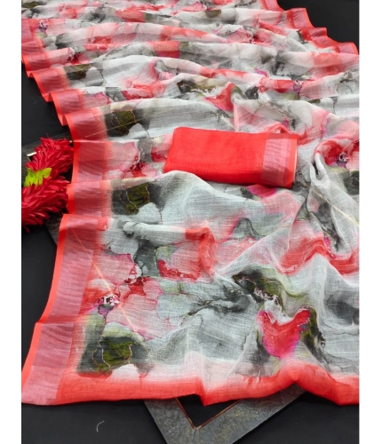 Generic Women's Cotton Linen Woven Design Saree With Unstitched Blouse 5.5Mtr (Red) Generic Women's Cotton Linen Woven Design Saree With Unstitched Blouse 5.5Mtr (Red)