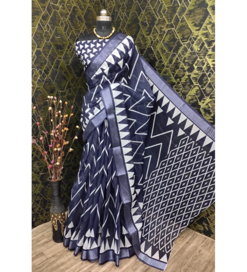 Generic Women's Cotton Linen Woven Design Saree With Unstitched Blouse 5.5Mtr (Grey)