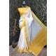 Generic Women's Cotton Linen Woven Design Saree With Unstitched Blouse 5.5Mtr (Yellow)