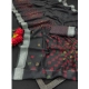Generic Women's Cotton Linen Digital Print Saree With Unstitched Blouse 5.5Mtr (Black)