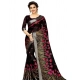Generic Women's Cotton Linen Digital Print Saree With Unstitched Blouse 5.5Mtr (Black)