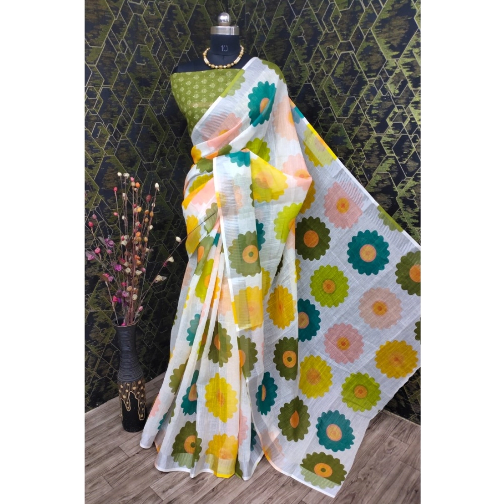 Generic Women's Cotton Linen Woven Design Saree With Unstitched Blouse 5.5Mtr (Green) Generic Women's Cotton Linen Woven Design Saree With Unstitched Blouse 5.5Mtr (Green)