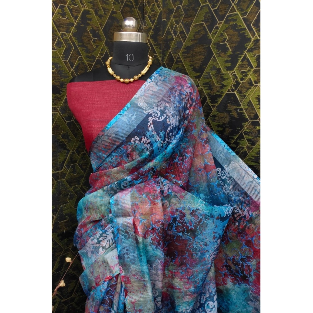Generic Women's Cotton Linen Woven Design Saree With Unstitched Blouse 5.5Mtr (Blue) Generic Women's Cotton Linen Woven Design Saree With Unstitched Blouse 5.5Mtr (Blue)