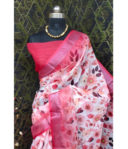 Generic Women's Cotton Linen Woven Design Saree With Unstitched Blouse 5.5Mtr (Red) Generic Women's Cotton Linen Woven Design Saree With Unstitched Blouse 5.5Mtr (Red)