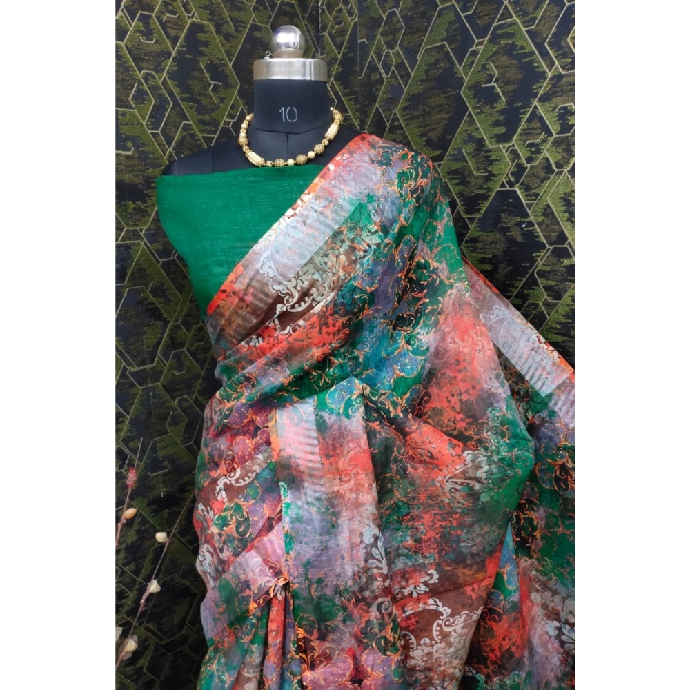 Generic Women's Cotton Linen Woven Design Saree With Unstitched Blouse 5.5Mtr (Green) Generic Women's Cotton Linen Woven Design Saree With Unstitched Blouse 5.5Mtr (Green)