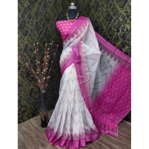 Generic Women's Cotton Linen Woven Design Saree With Unstitched Blouse 5.5Mtr (Pink)