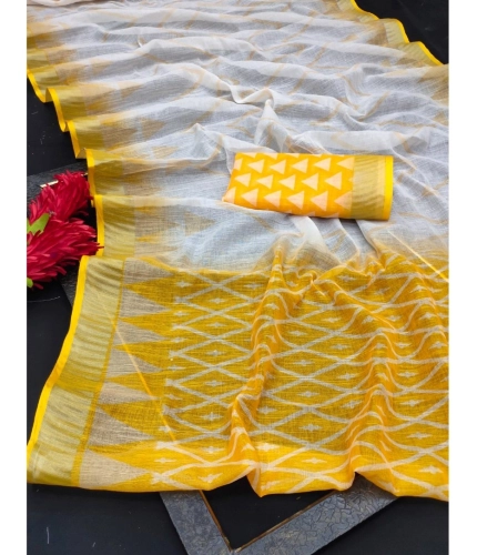 Generic Women's Cotton Linen Woven Design Saree With Unstitched Blouse 5.5Mtr (Yellow) Generic Women's Cotton Linen Woven Design Saree With Unstitched Blouse 5.5Mtr (Yellow)