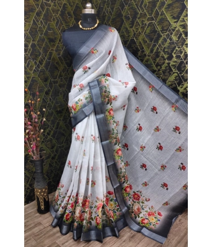 Generic Women's Cotton Linen Woven Design Saree With Unstitched Blouse 5.5Mtr (Black) Generic Women's Cotton Linen Woven Design Saree With Unstitched Blouse 5.5Mtr (Black)