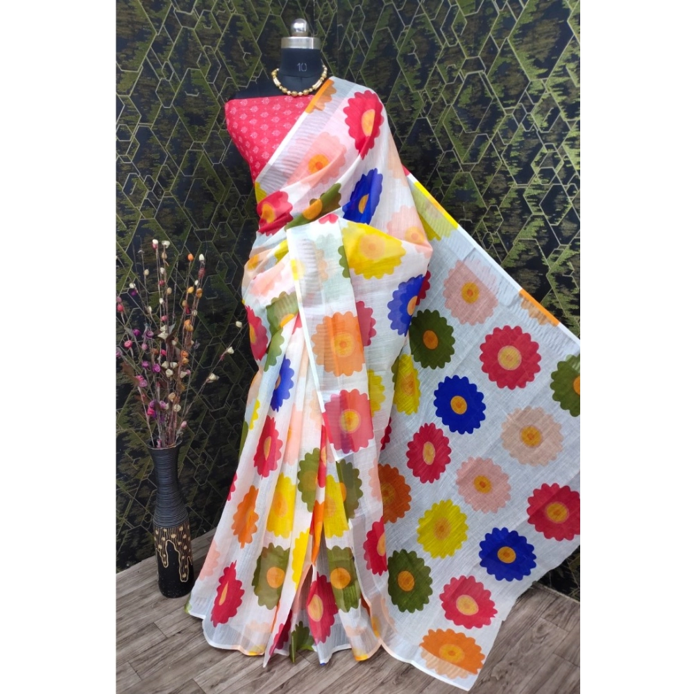 Generic Women's Cotton Linen Woven Design Saree With Unstitched Blouse 5.5Mtr (Red) Generic Women's Cotton Linen Woven Design Saree With Unstitched Blouse 5.5Mtr (Red)