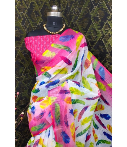 Generic Women's Cotton Linen Woven Design Saree With Unstitched Blouse 5.5Mtr (Pink) Generic Women's Cotton Linen Woven Design Saree With Unstitched Blouse 5.5Mtr (Pink)