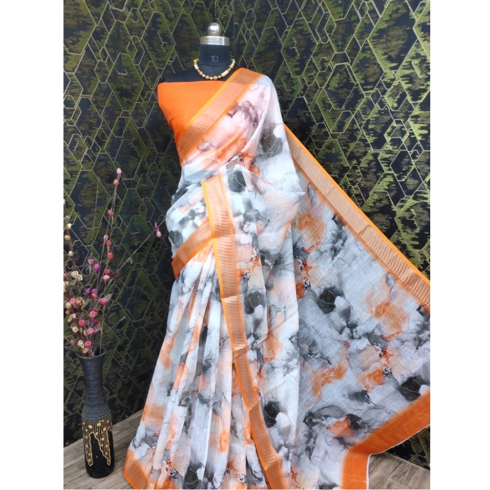 Generic Women's Cotton Linen Woven Design Saree With Unstitched Blouse 5.5Mtr (Orange) Generic Women's Cotton Linen Woven Design Saree With Unstitched Blouse 5.5Mtr (Orange)