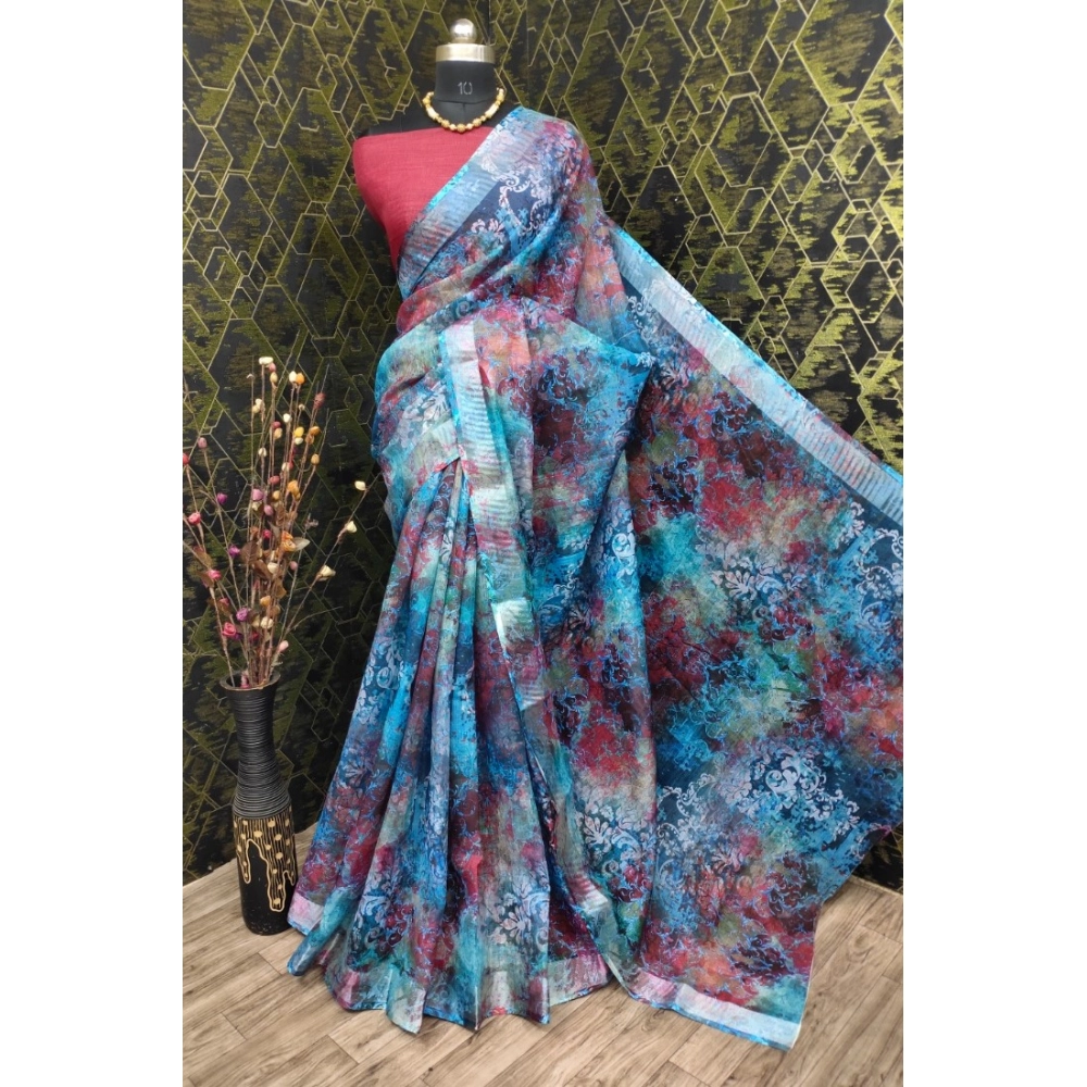 Generic Women's Cotton Linen Woven Design Saree With Unstitched Blouse 5.5Mtr (Blue) Generic Women's Cotton Linen Woven Design Saree With Unstitched Blouse 5.5Mtr (Blue)