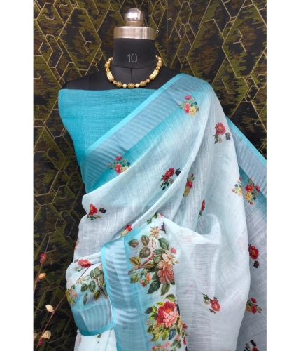 Generic Women's Cotton Linen Woven Design Saree With Unstitched Blouse 5.5Mtr (Sky) Generic Women's Cotton Linen Woven Design Saree With Unstitched Blouse 5.5Mtr (Sky)
