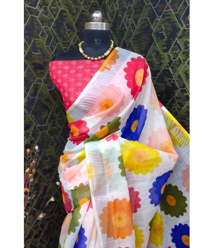 Generic Women's Cotton Linen Woven Design Saree With Unstitched Blouse 5.5Mtr (Red) Generic Women's Cotton Linen Woven Design Saree With Unstitched Blouse 5.5Mtr (Red)