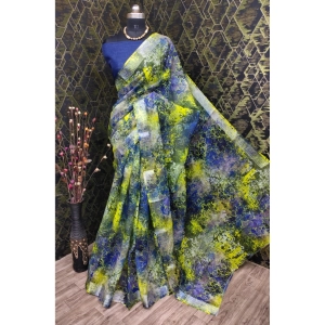 Generic Women's Cotton Linen Woven Design Saree With Unstitched Blouse 5.5Mtr (Blue)