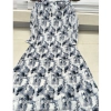 Generic Women's Cotton Blended Printed 3/4th Sleeve V Neck Kurti (Grey)