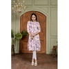 Generic Women's Cotton Blended Printed 3/4th Sleeve Collar Neck Kurti (Purple)